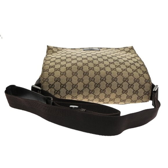 GUCCI Logo GG Pattern Crossbody Shoulder Bag Canvas Leather Brown - Picture 5 of 5